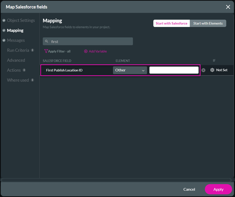 First Publish Location ID