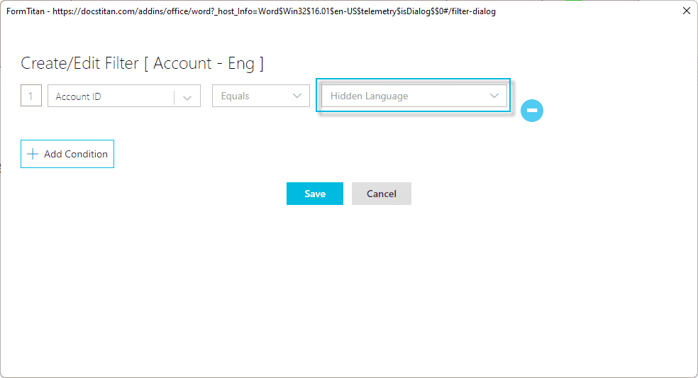 conditions word add-in