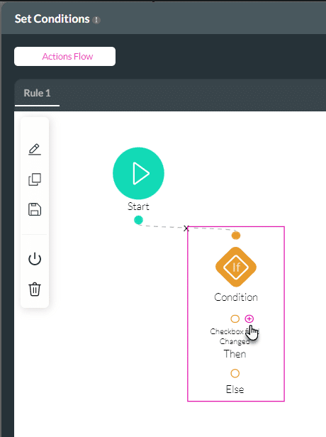 + icon to set conditions.