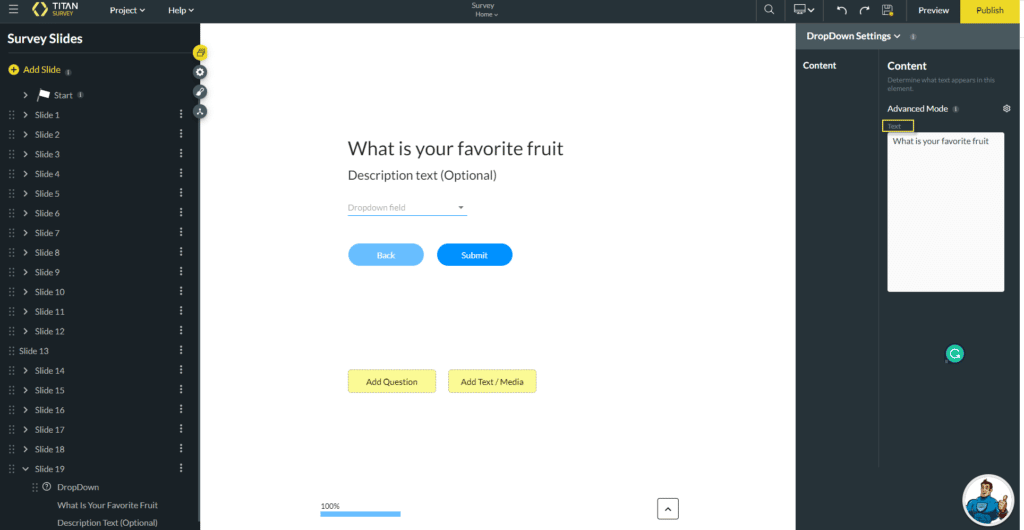 Add Question Text Field