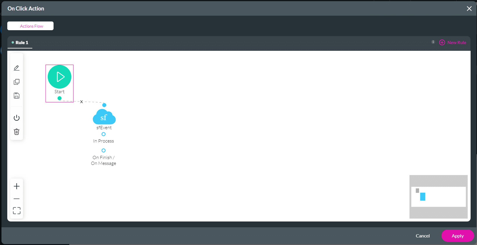 On Click Action screen