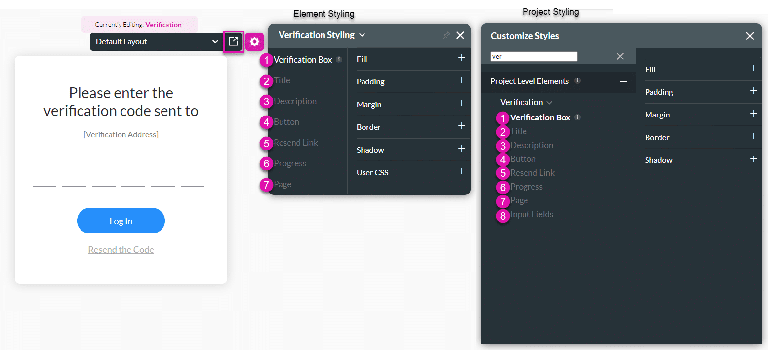 Verification styling