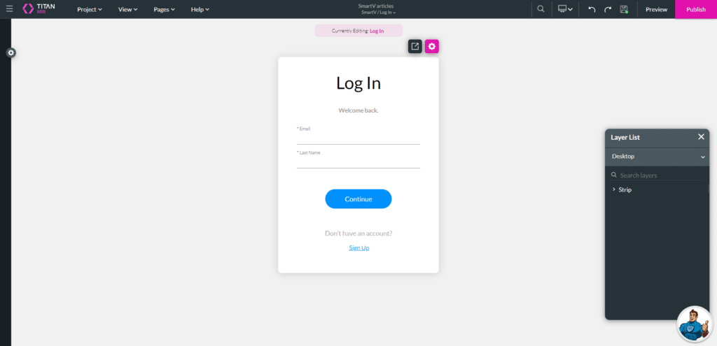 Preview the Login screen