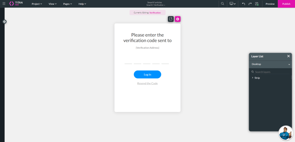 Preview the Verification screen