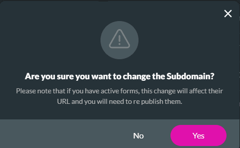 Confirmation message screen
