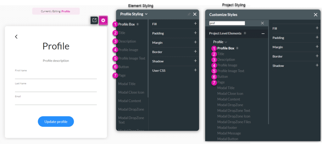 Main Profile styling