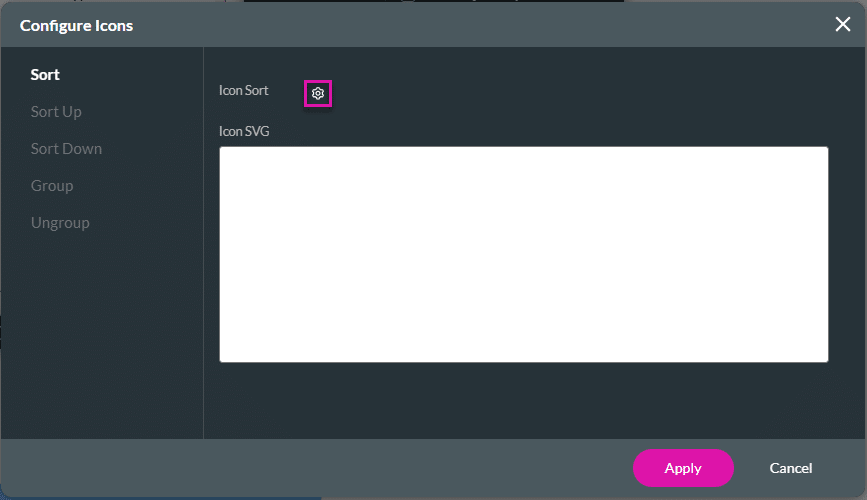 Configure icons screen