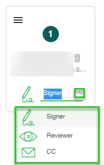 Signer Role drop-down list