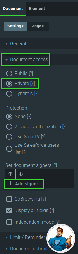 Document access private option