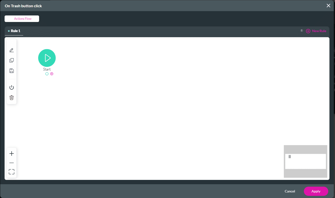 On Trash button click screen