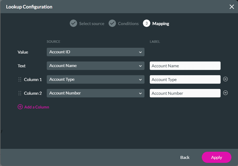 Mapping option screen