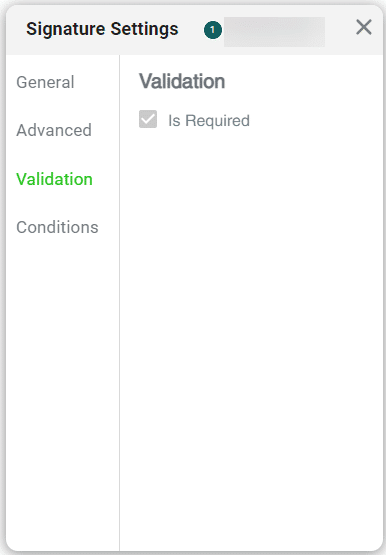 Signature Element Settings screen