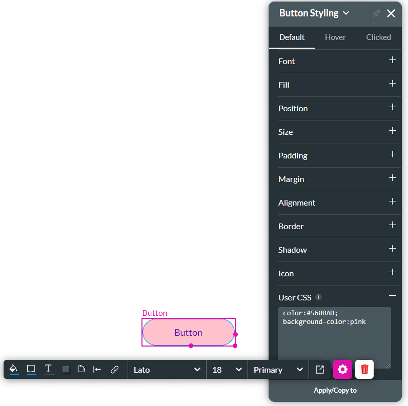User CSS Applied to Button