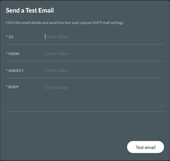 Send a Test Email screen