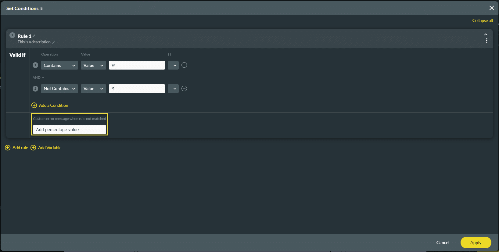 Custom Error Message