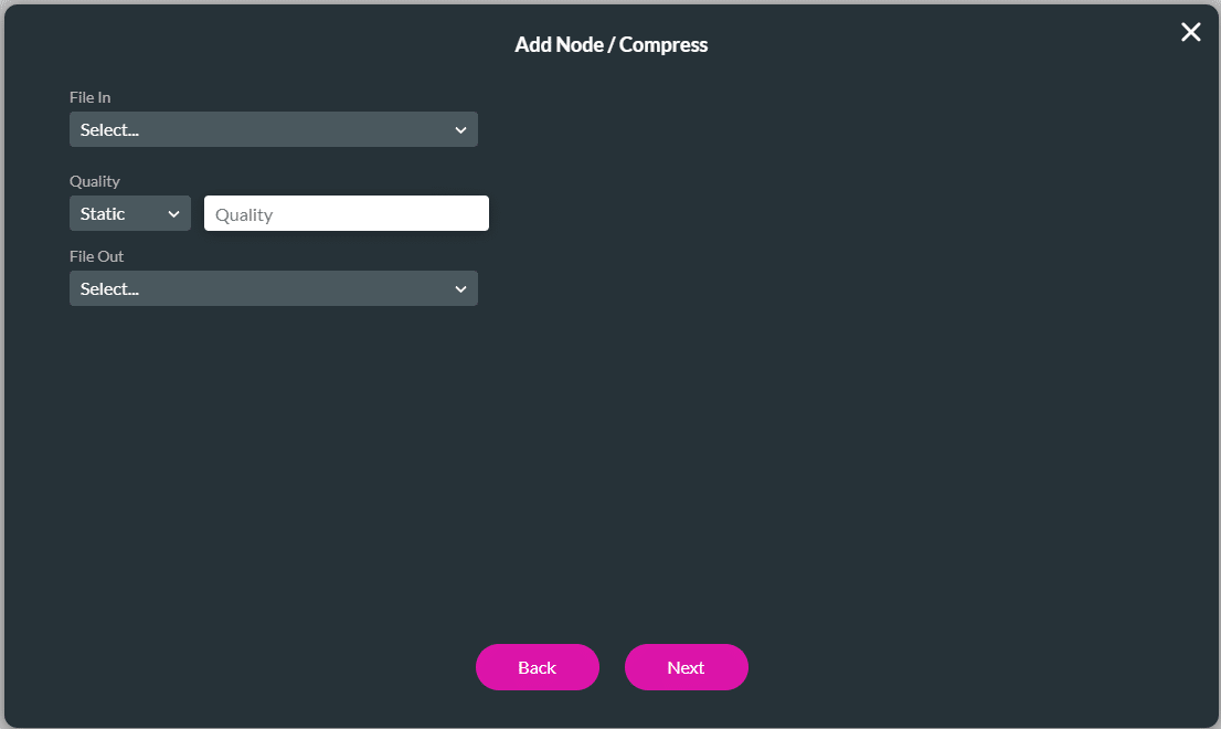 Add Node/Compress screen