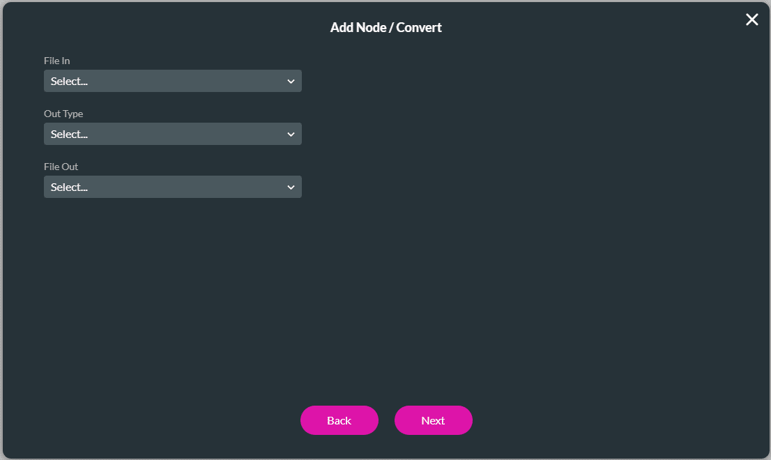 Add Node/Convert screen