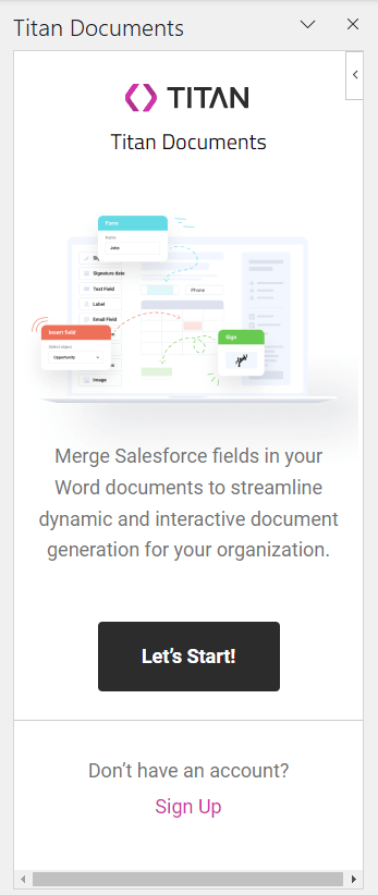 Titan Documents screen