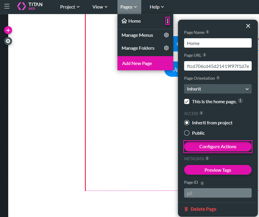 Configure Actions button