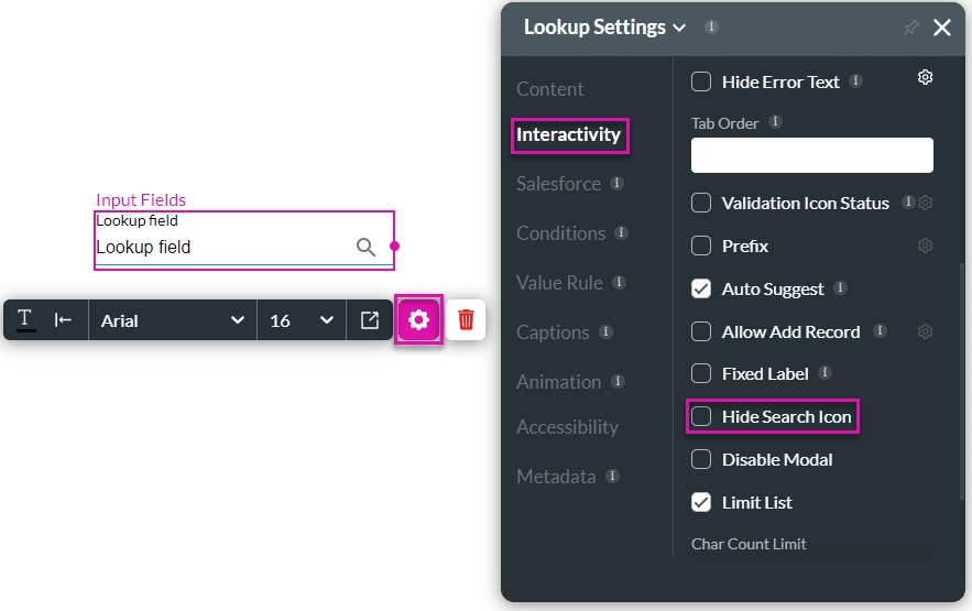 Hide Search Icon option
