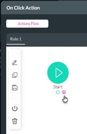 On Click Action screen + icon