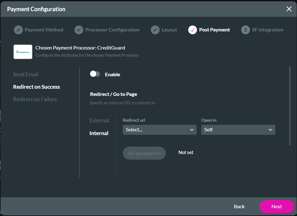 Redirect on Success - Internal link