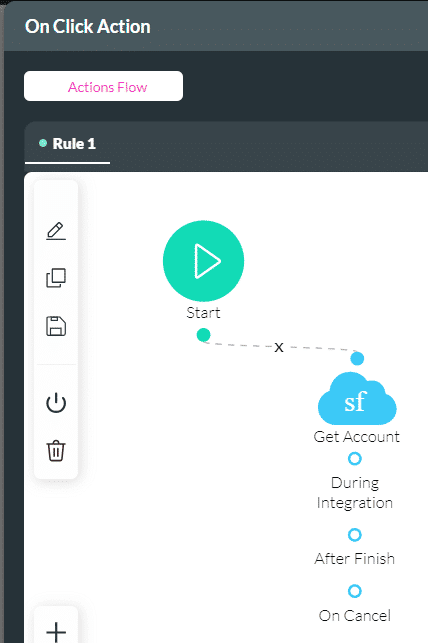 On Click Action screen