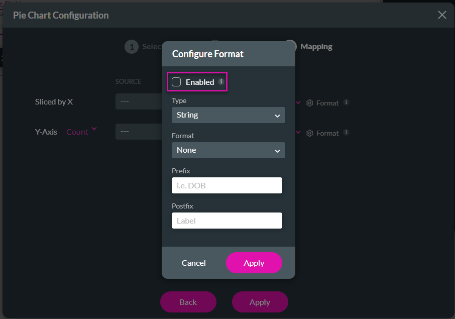 Configure format screen