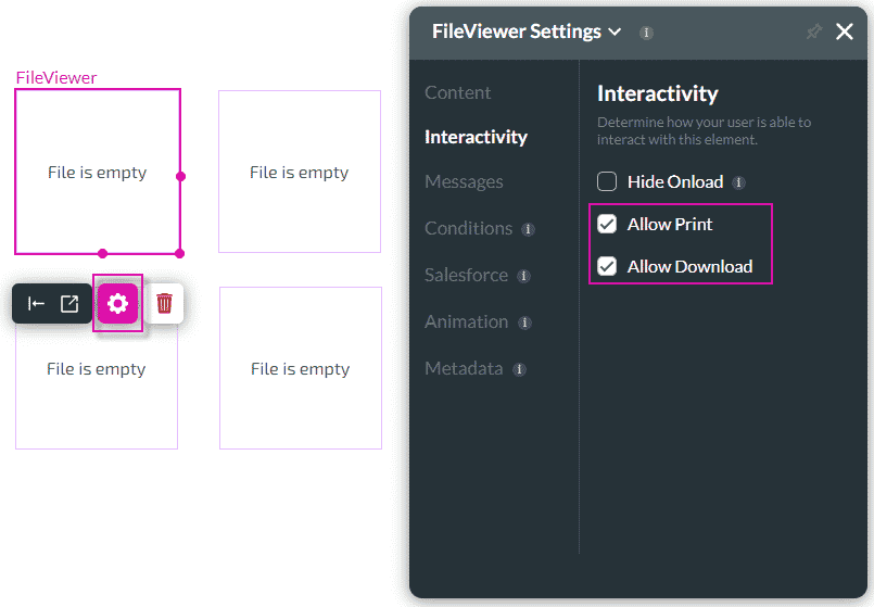 File Viewer Settings screen for DOCX