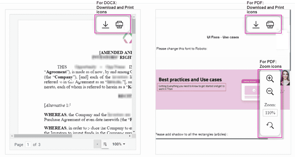 Download, Print and Zoom icons added