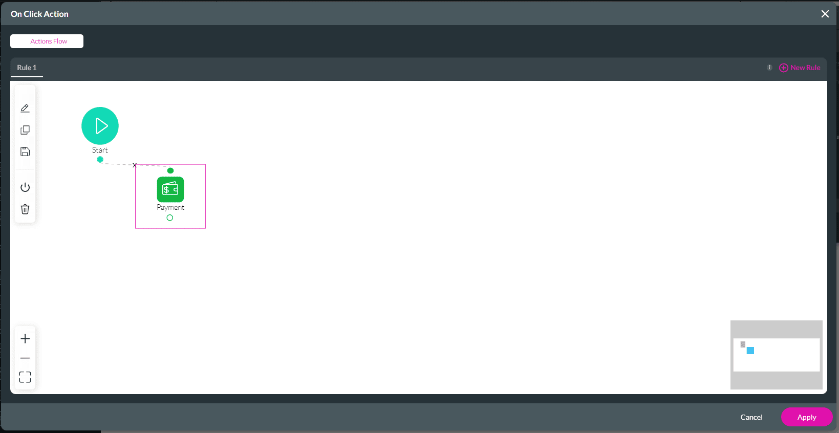 Payment added to On Click Action screen