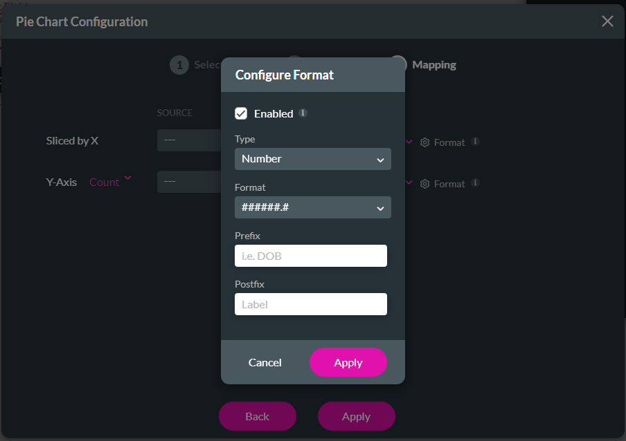 Configure format screen