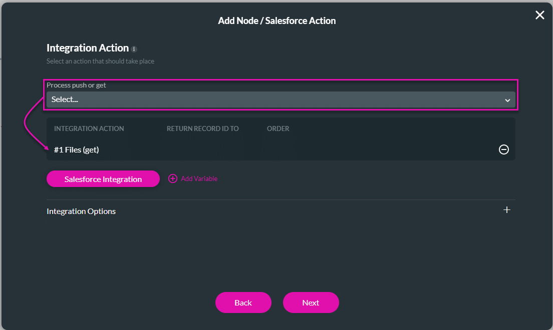Process Push or Get Drop-Down List