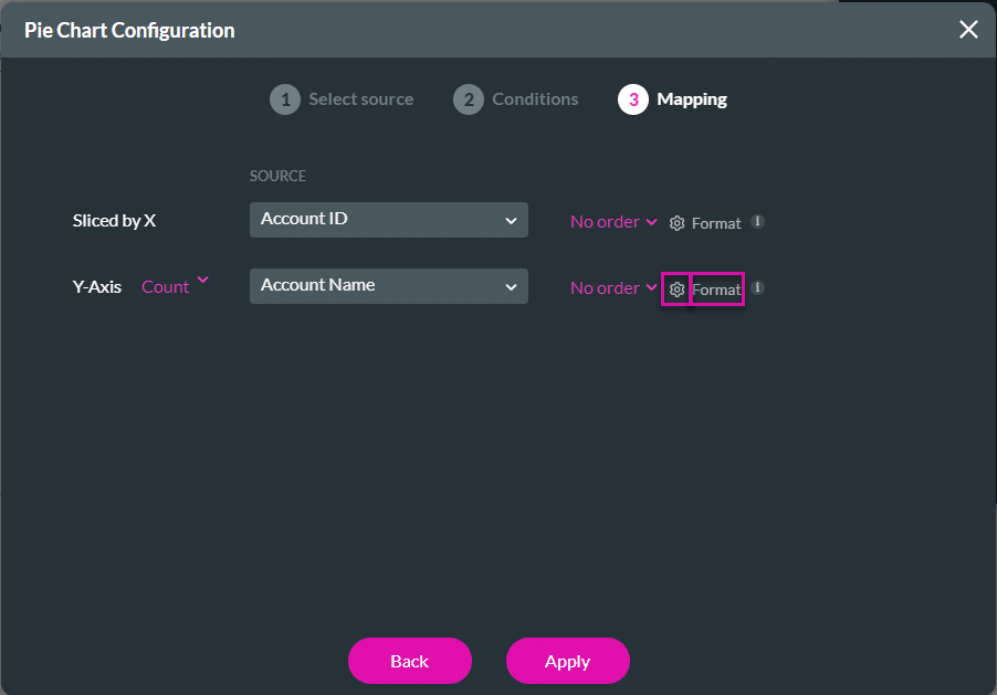 Pie Chart Configuration>Mapping screen
