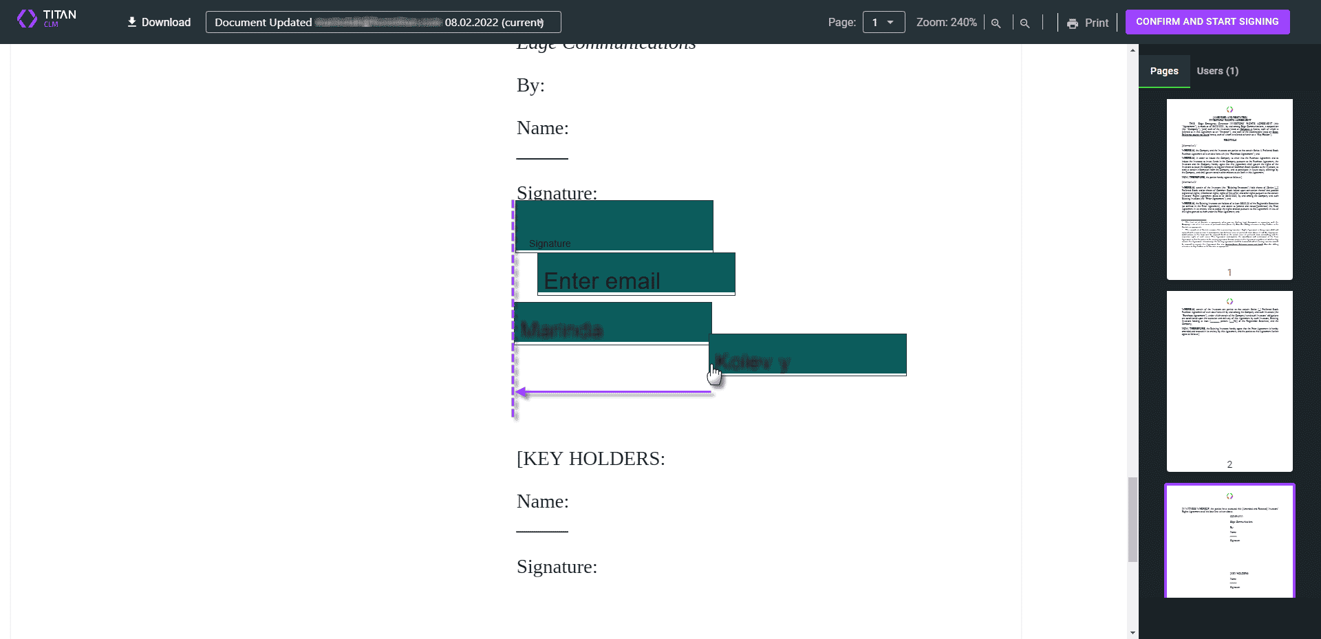 Update interactive elements screen