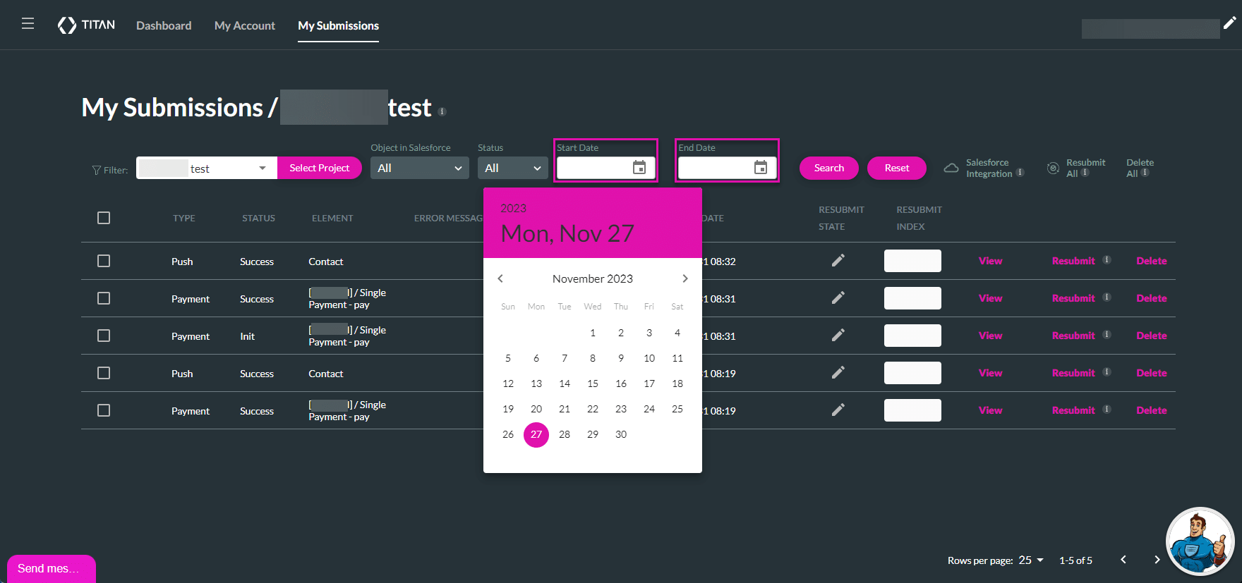 Start and End date option