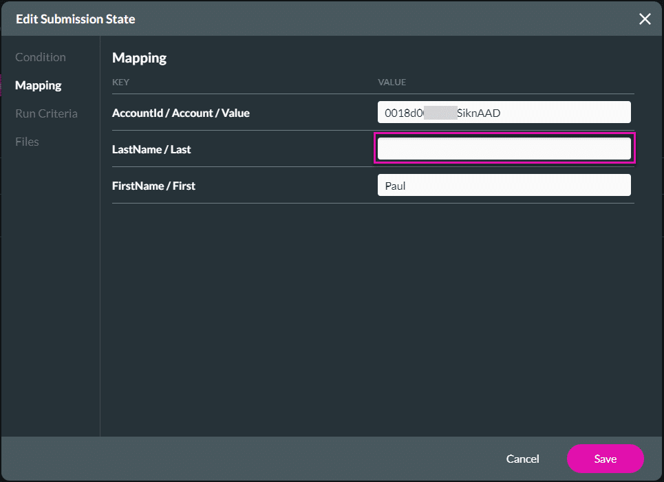 Edit Submission State screen
