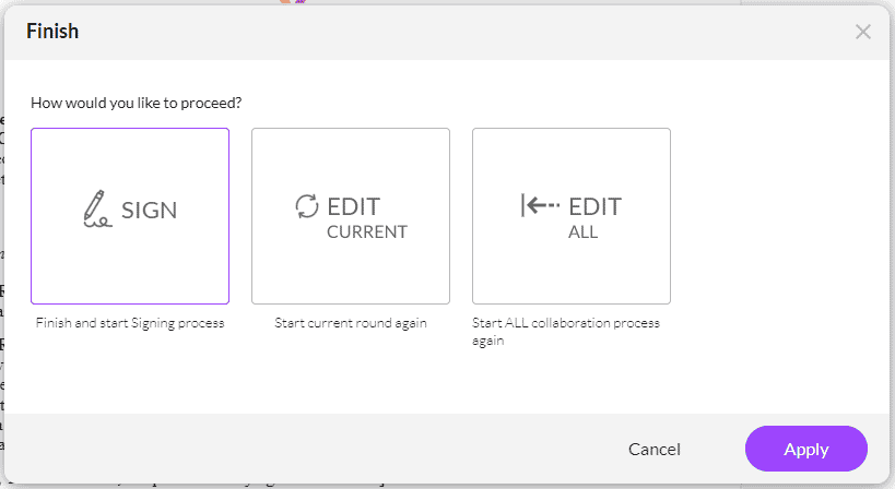 Finish screen - with collaborator rounds