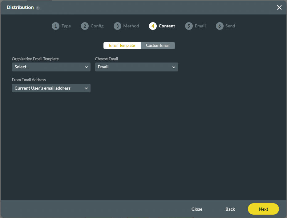 Organization Email Template Option