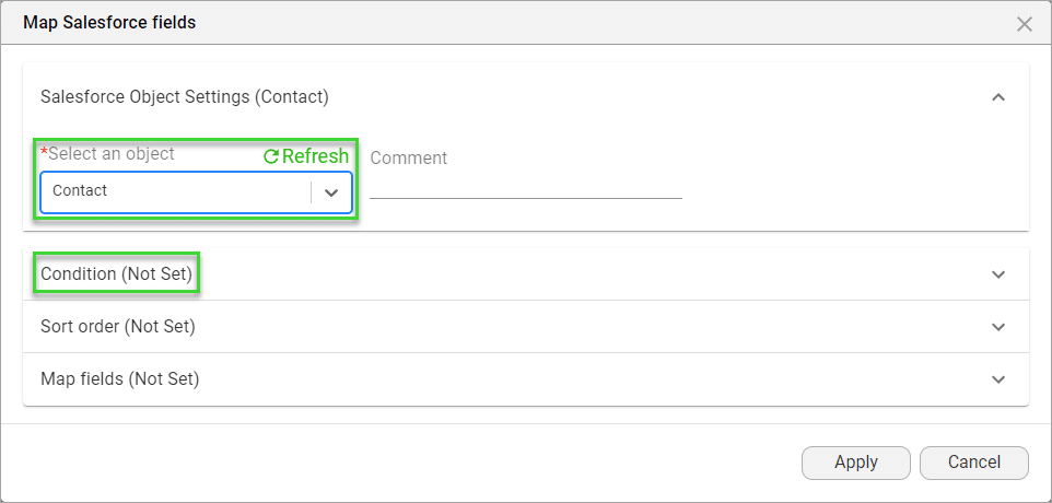 Select Salesforce object