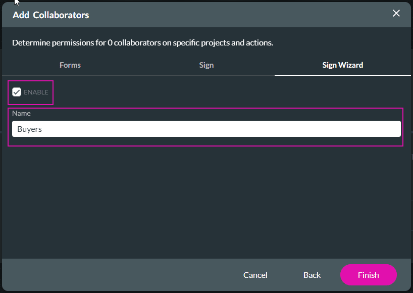 Add collaborators screen