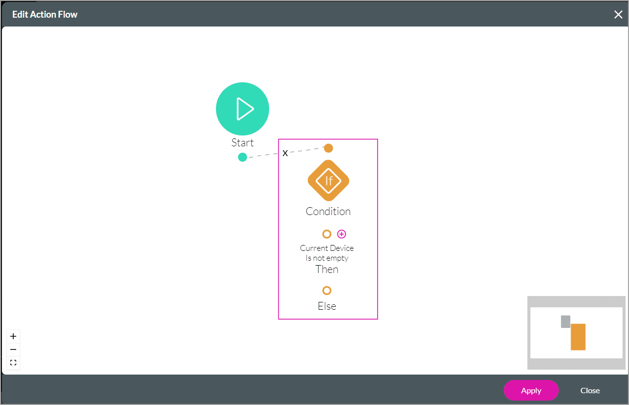 Edit Action Flow screen