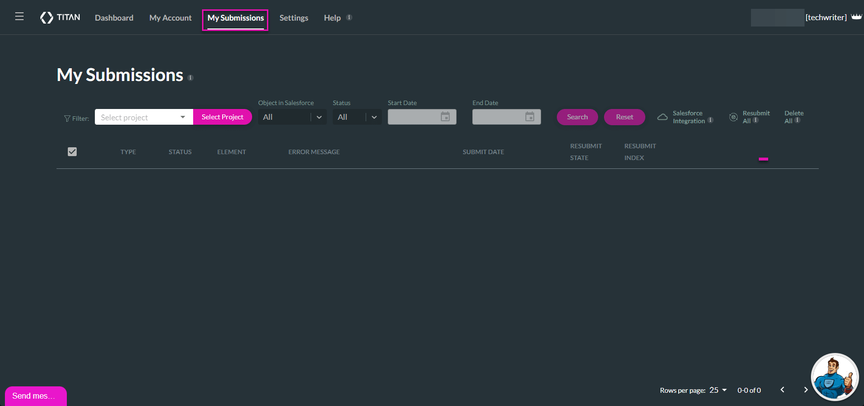 My Submissions option