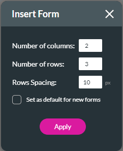 Insert Form popup