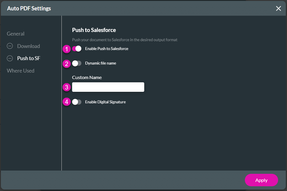 Document Generation screen - Push to Salesforce