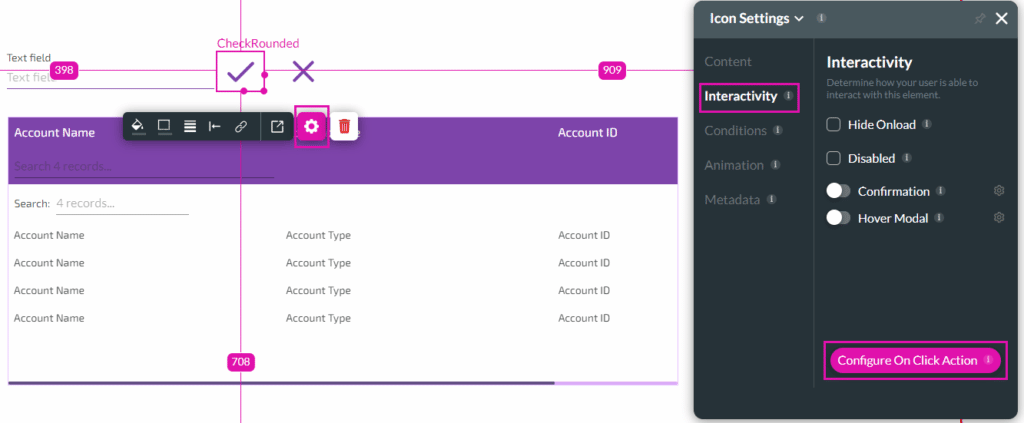 Icon Settings screen