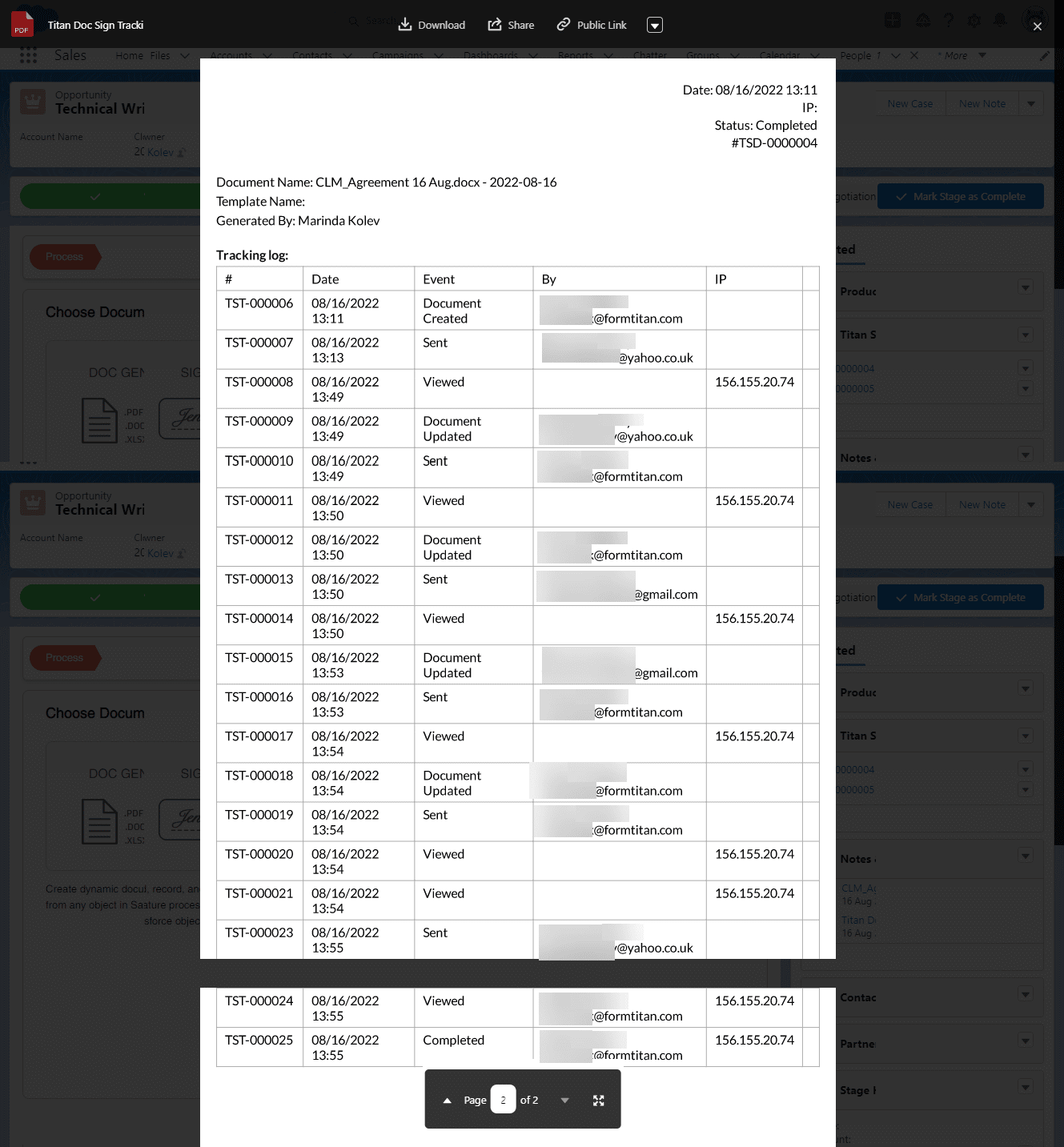 Titan Doc Sign Tracking Log