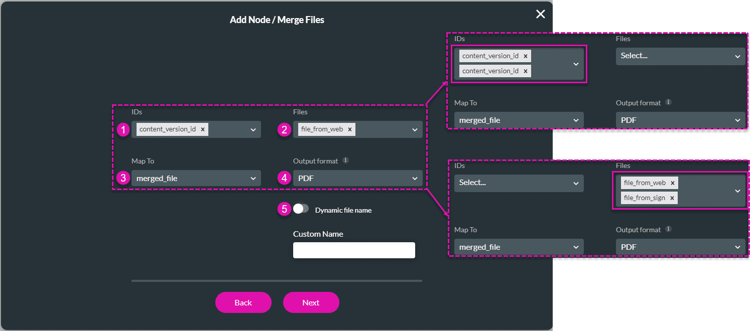 Add Node/Merge File screen