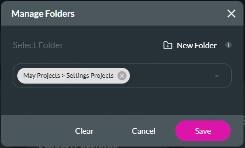 Manage Folder screen