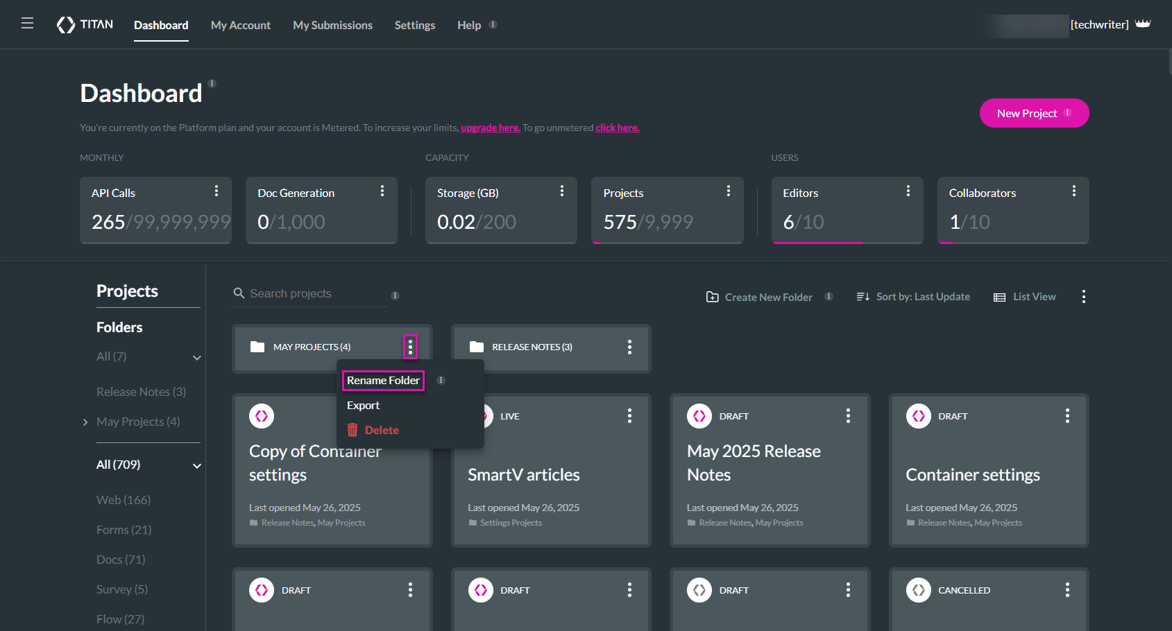 Rename Folder option